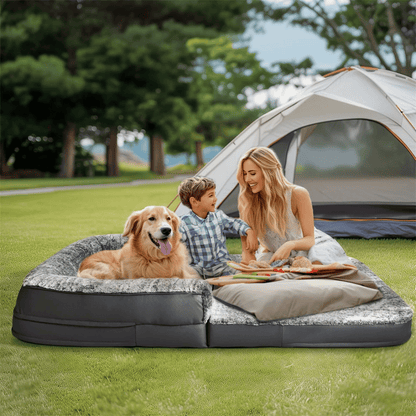 Anti-Anxiety Human Dog Bed | Foldable & Portable Calming Bolster Bed for Dogs & Owners 14