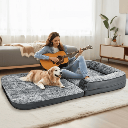Anti-Anxiety Human Dog Bed | Foldable & Portable Calming Bolster Bed for Dogs & Owners 3