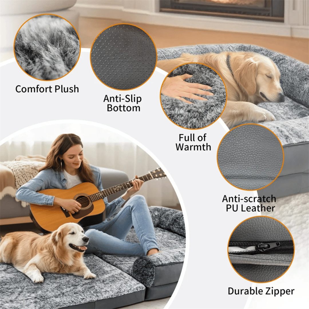 Anti-Anxiety Human Dog Bed | Foldable & Portable Calming Bolster Bed for Dogs & Owners 8