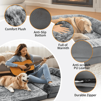 Anti-Anxiety Human Dog Bed | Foldable & Portable Calming Bolster Bed for Dogs & Owners 8