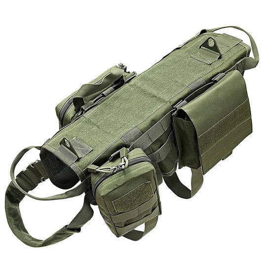 Tactical Military-Style Dog Harness Training Vest with Detachable Pouches 1