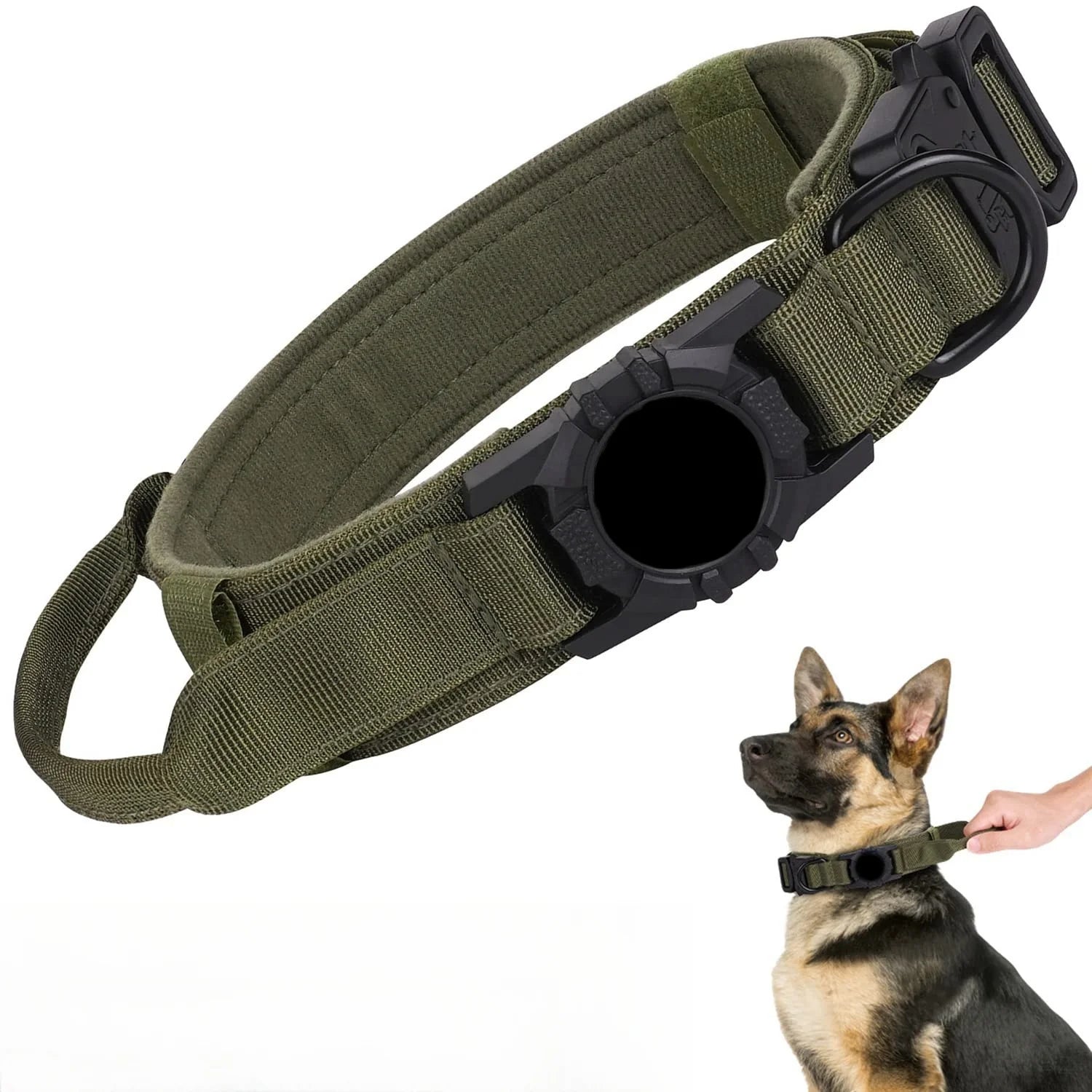 Heavy Duty Military-Style AirTag Holder Dog Collar | Tactical Air Tag Holder Collar 4