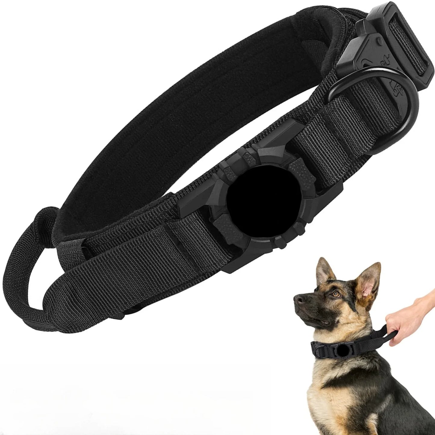 Heavy Duty Military-Style AirTag Holder Dog Collar | Tactical Air Tag Holder Collar 5