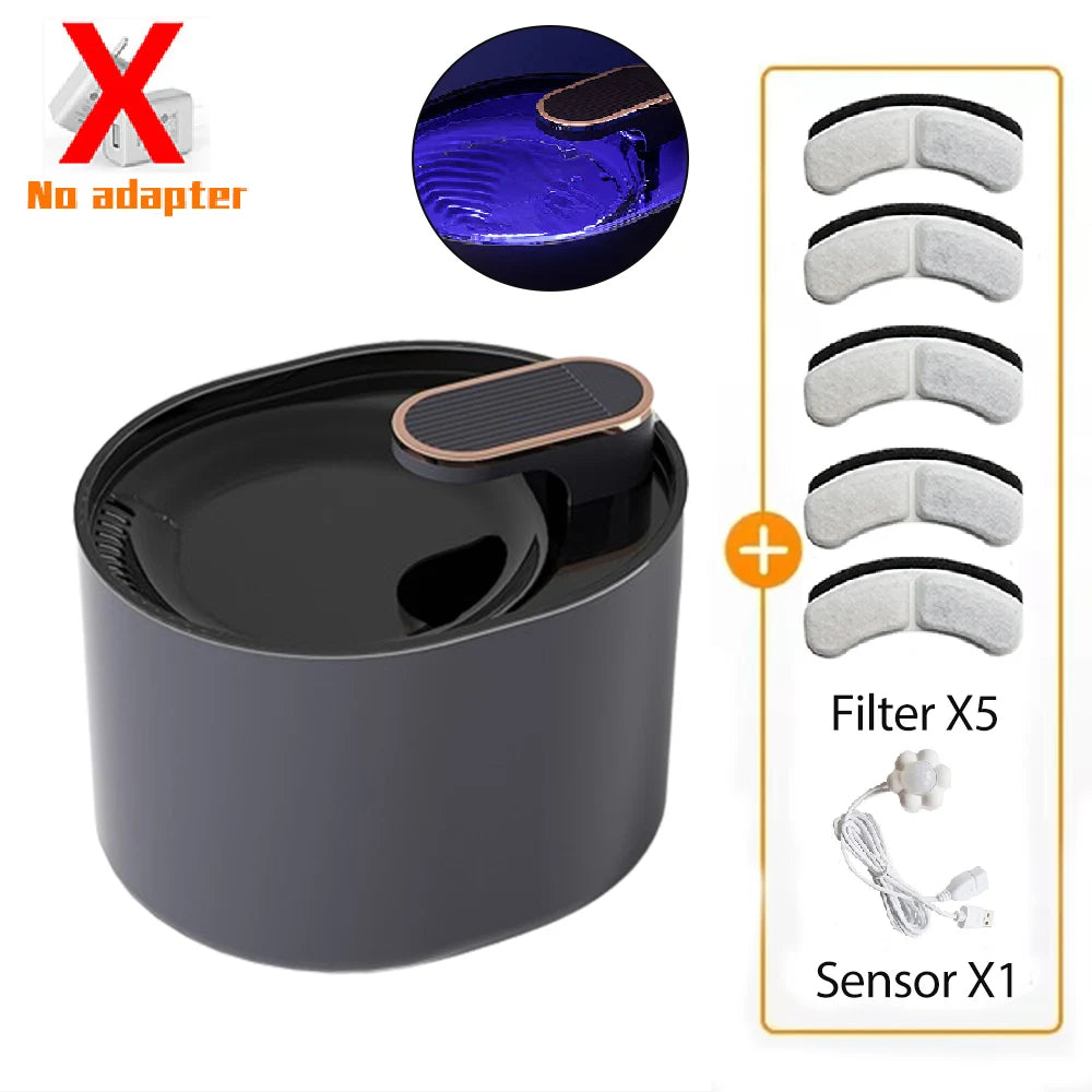 Cat Water Fountain | 3L Smart Motion Sensor | Auto Cat Drinking Dispenser with Silent Pump, Dual Flow, & LED Light | 5 Filters Included | USB