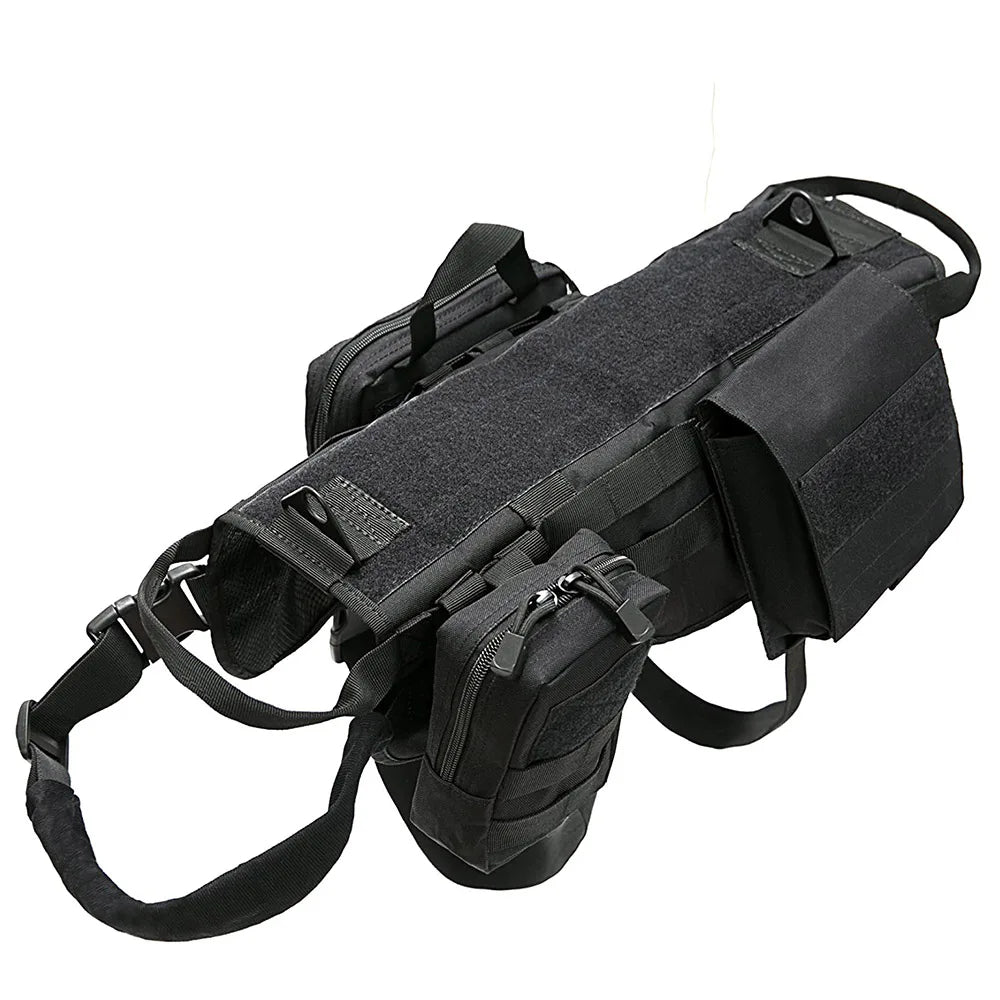 Tactical Military-Style Dog Harness Training Vest with Detachable Pouches 4