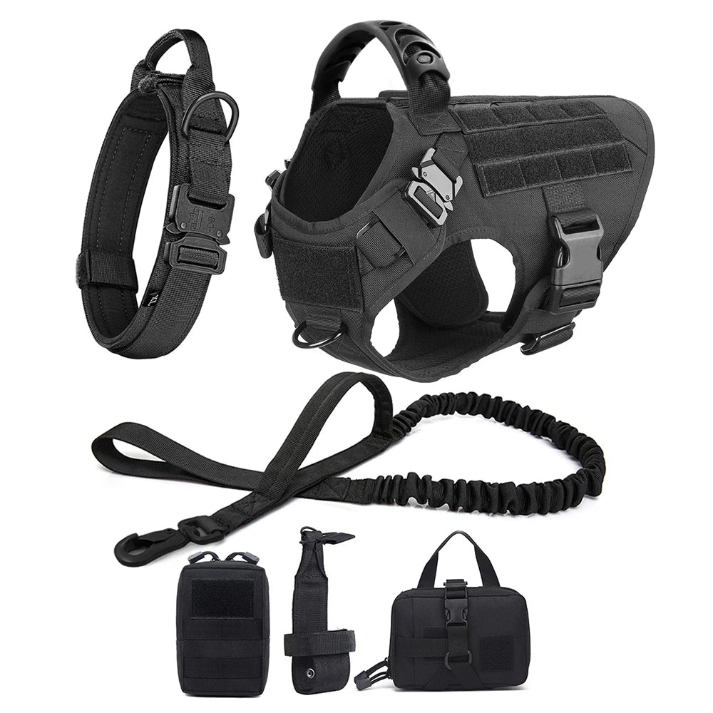 Heavy Duty Tactical Dog Harness Set | 6-Piece Molle Kit