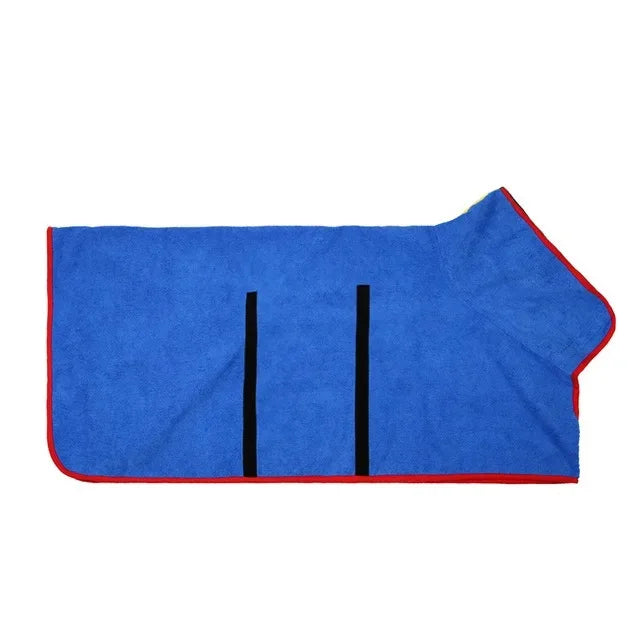 Super Absorbent Dog Drying Robe with Velcro Fastening & Hand Towel Pocket | 365gsm Microfibre Quick-Dry Dog Bathrobe