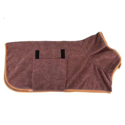 Super Absorbent Dog Drying Robe with Velcro Fastening & Hand Towel Pocket | 365gsm Microfibre Quick-Dry Dog Bathrobe