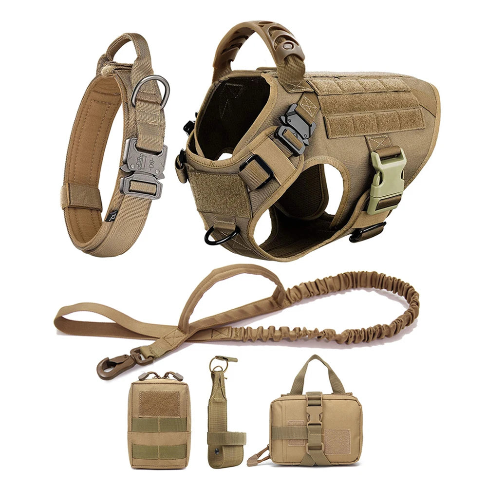 Heavy Duty Tactical Dog Harness Set | 6-Piece Molle Kit