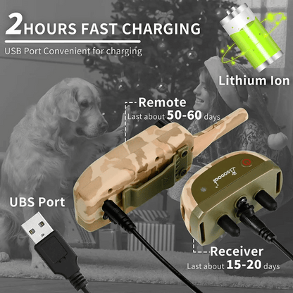 Camouflage 600m Waterproof Dog Training Collar with Remote Control 10