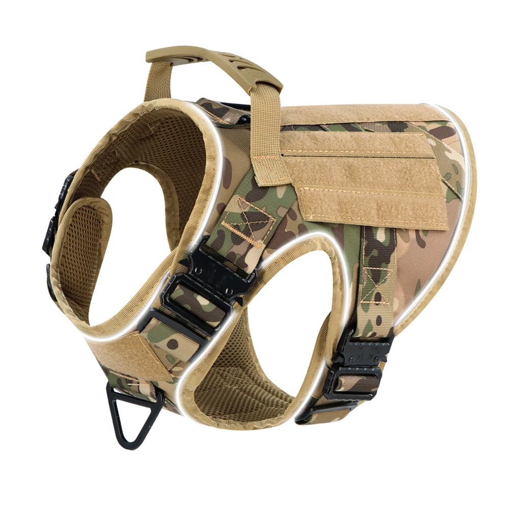 Sturdy Dog Harness with Reflective Piping & Metal Buckles | Tactical Dog Training Vest