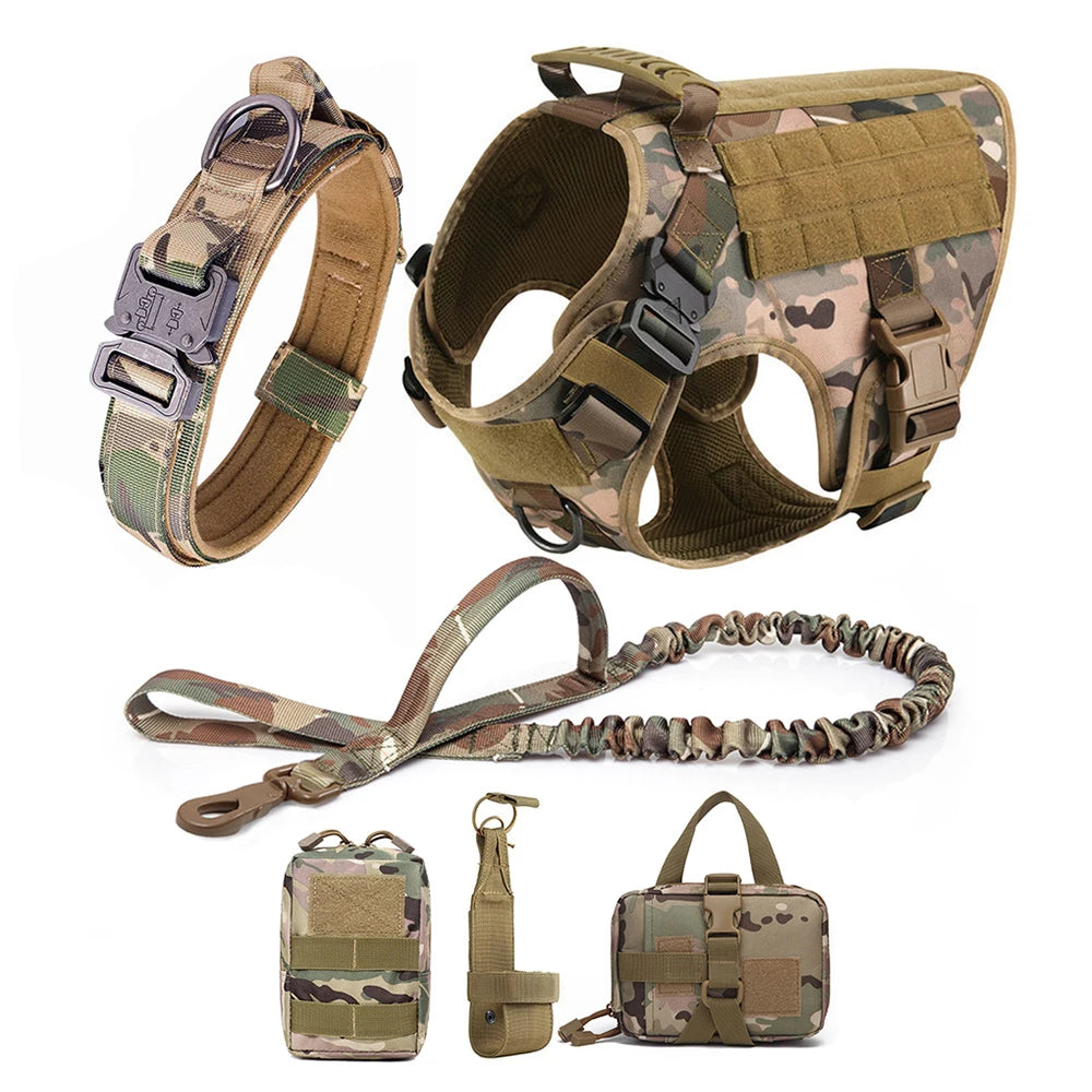 Heavy Duty Tactical Dog Harness Set | 6-Piece Molle Kit