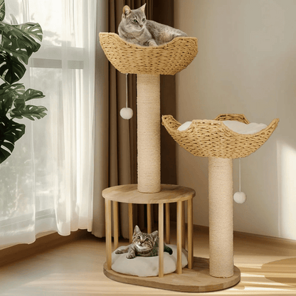 Cat Tree Tower with Nap Nest, Baskets & Scratching Post 2