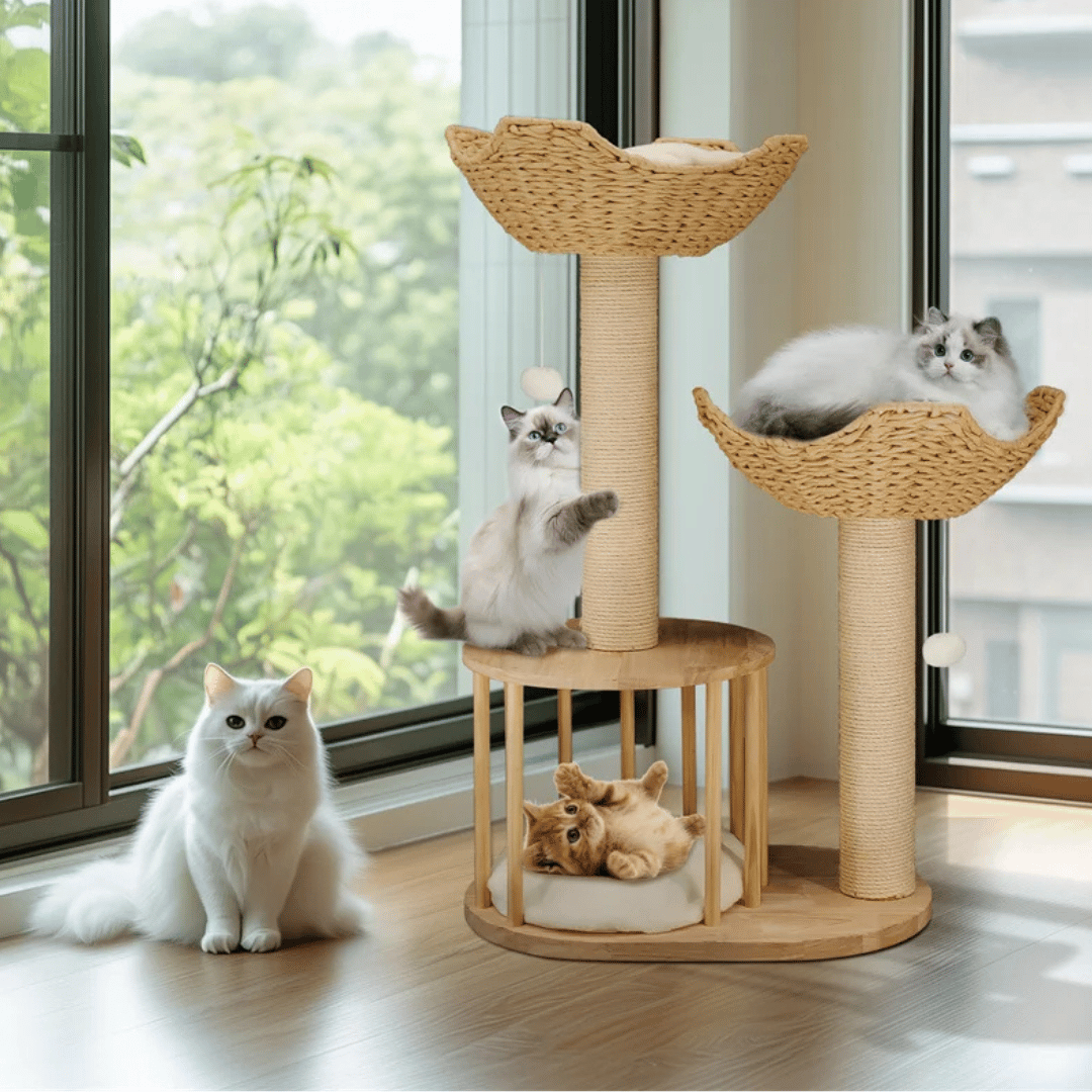 Cat Tree Tower with Nap Nest, Baskets & Scratching Post 3