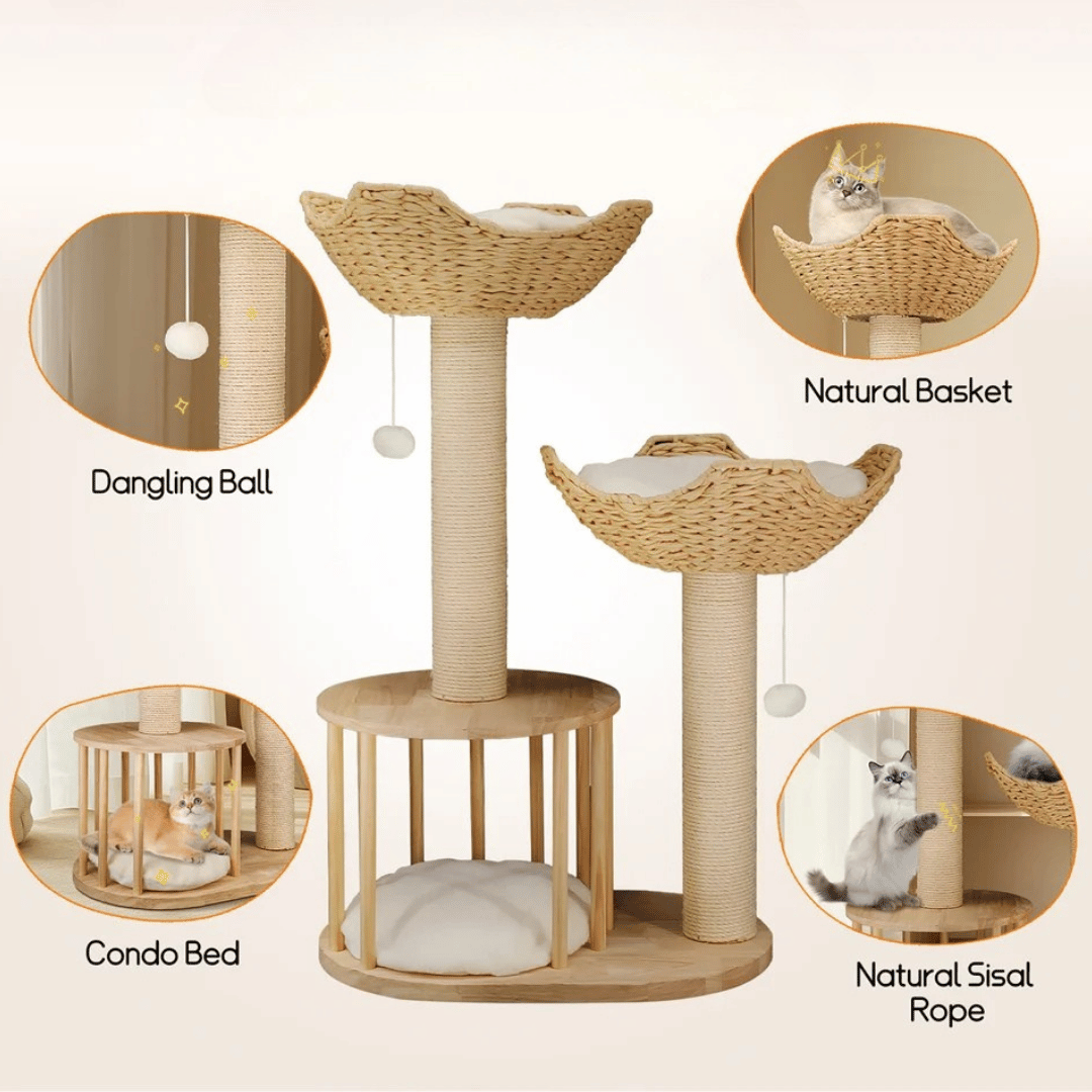 Cat Tree Tower with Nap Nest, Baskets & Scratching Post 4