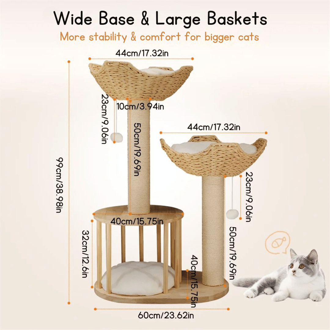 Cat Tree Tower with Nap Nest, Baskets & Scratching Post 7