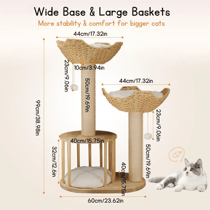 Cat Tree Tower with Nap Nest, Baskets & Scratching Post 7