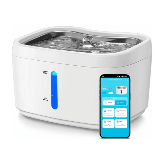 Smart App Cat Water Fountain with Automatic Sensor & Monitoring | 2.5L Stainless Steel Tray