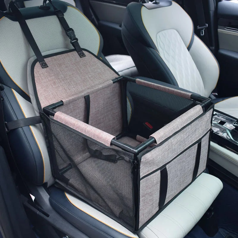 Sturdy Dog Car Seat Travel Basket with Breathable Mesh Sides 2