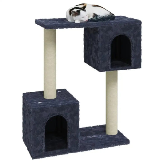 Compact Cat Tree with 2 Plush Condos, Perch & Scratching Posts 1