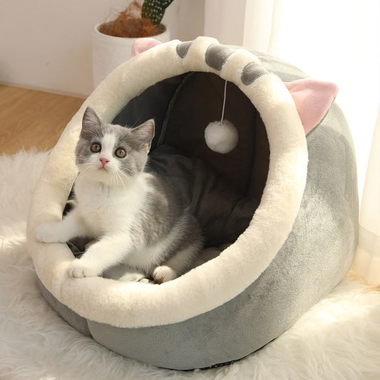 Cute Ears Semi-Enclosed Cat Bed 1