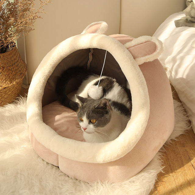 Cute Ears Semi-Enclosed Cat Bed 2