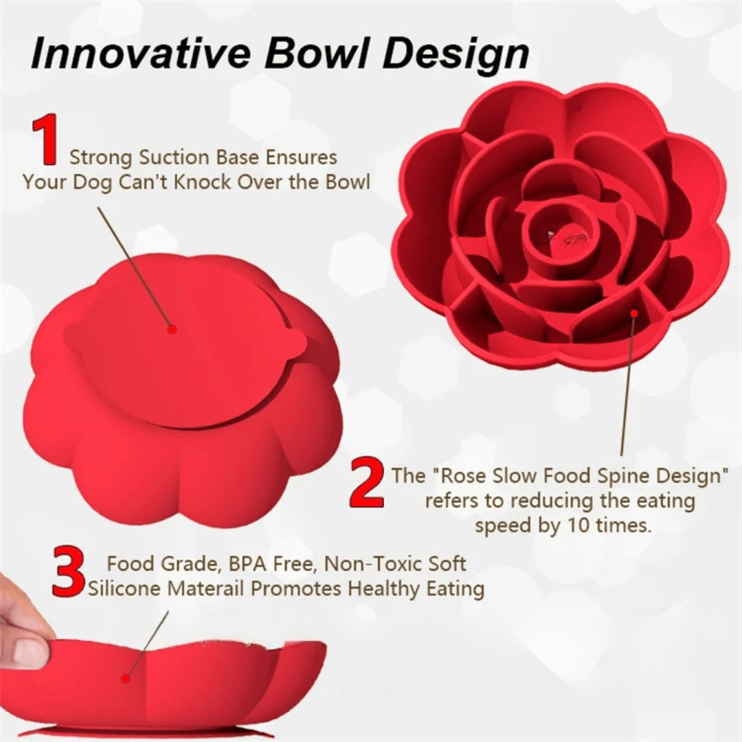 Rose-Shaped Slow Feeder Dog Bowl with Suction Cup Base | Dog Lick Bowl for Healthy Eating 7