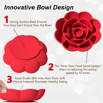Rose-Shaped Slow Feeder Dog Bowl with Suction Cup Base | Dog Lick Bowl for Healthy Eating 7