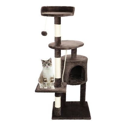 Dark Brown Multi-Level Perch Cat Tree with Condo & Scratching Post 1