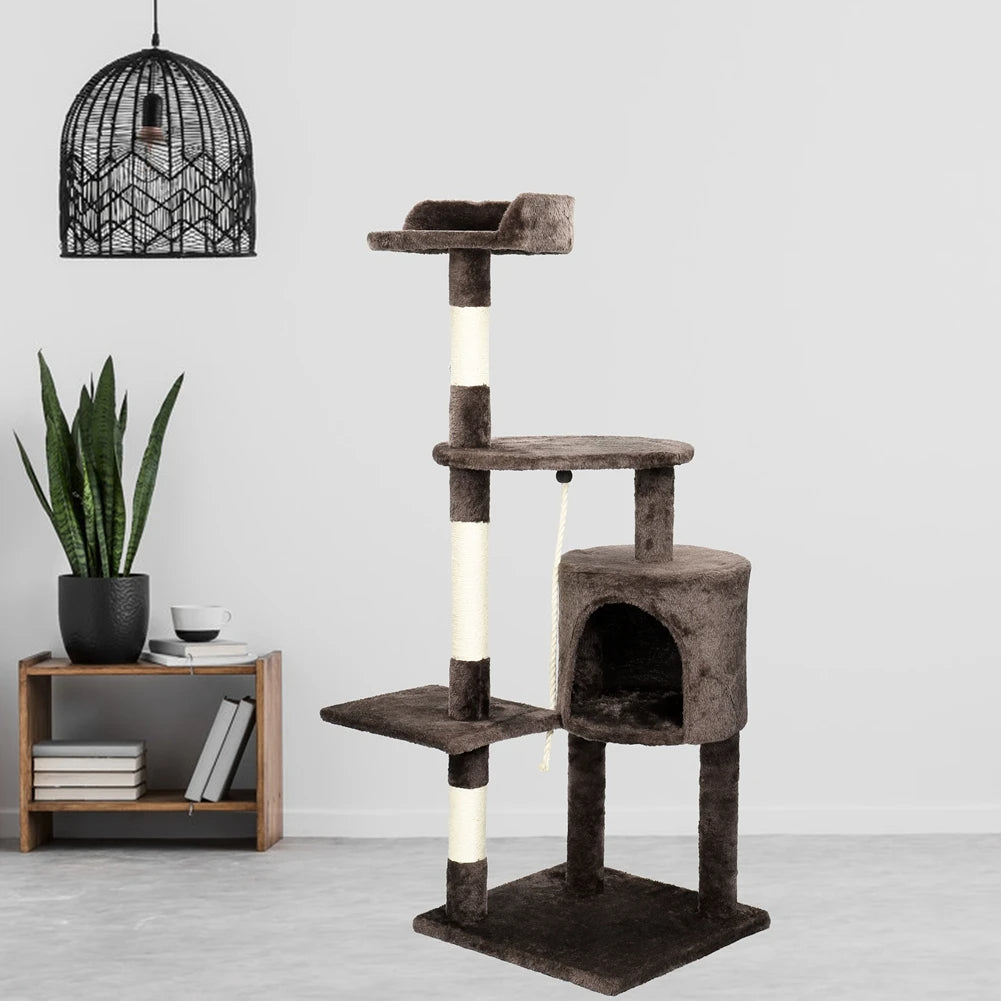 Dark Brown Multi-Level Perch Cat Tree with Condo & Scratching Post 2