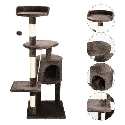 Dark Brown Multi-Level Perch Cat Tree with Condo & Scratching Post 3