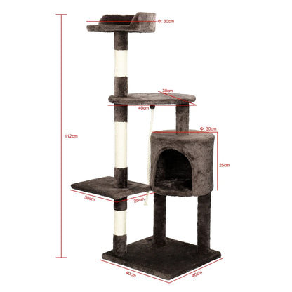 Dark Brown Multi-Level Perch Cat Tree with Condo & Scratching Post 4