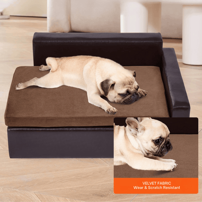 Deluxe Faux Leather Dog Sofa Bed with Storage 2