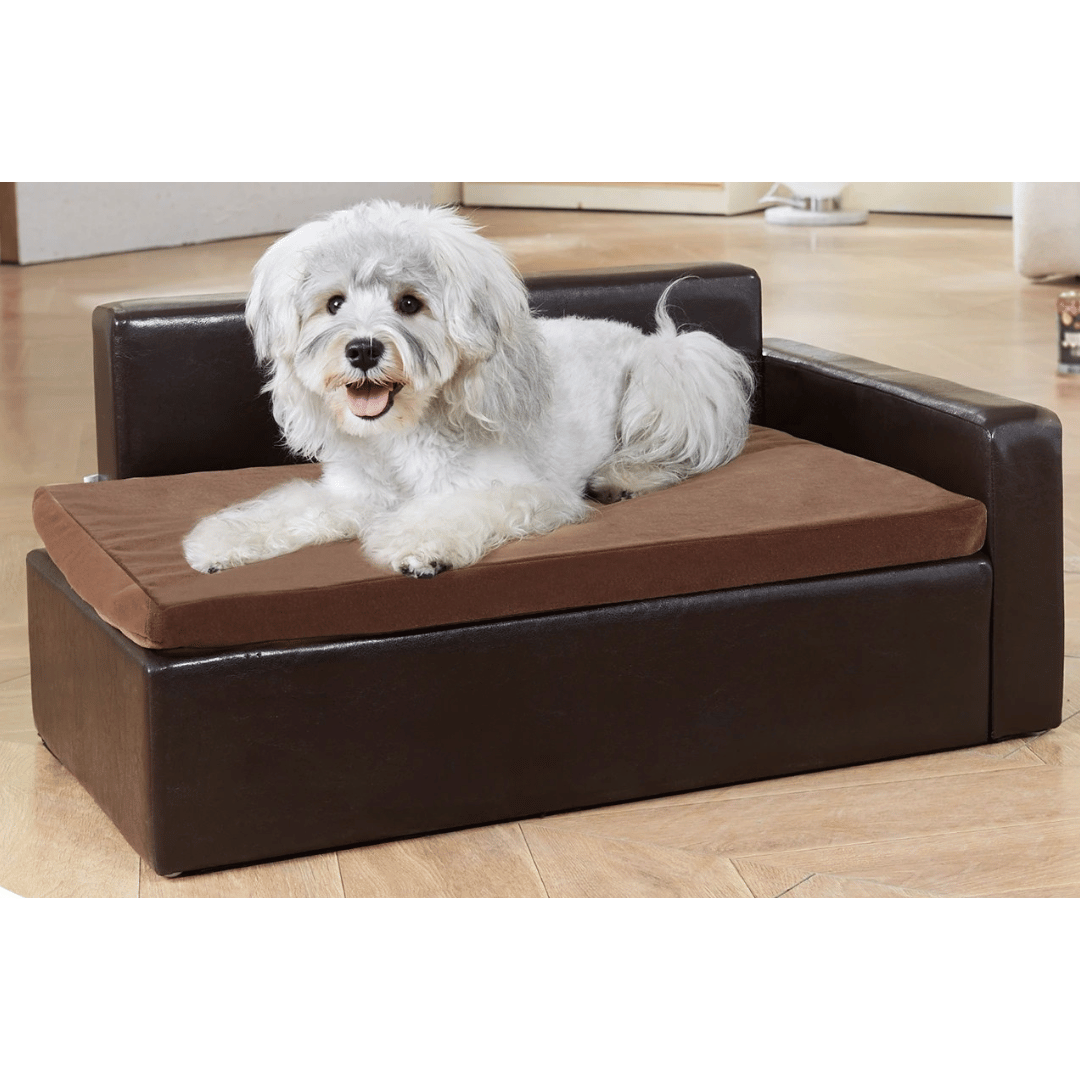 Deluxe Faux Leather Dog Sofa Bed with Storage 6