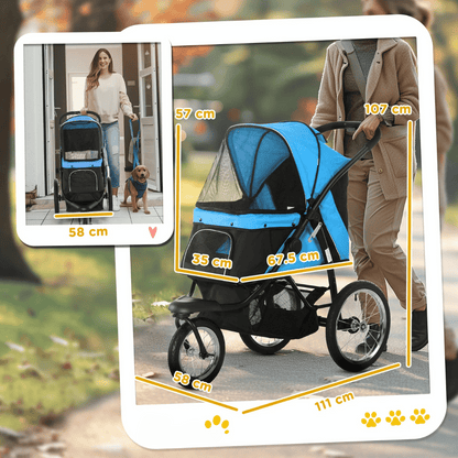 Bike Tyre-Style Dog Stroller with Large Wheels & Quick-Fold Basket 8