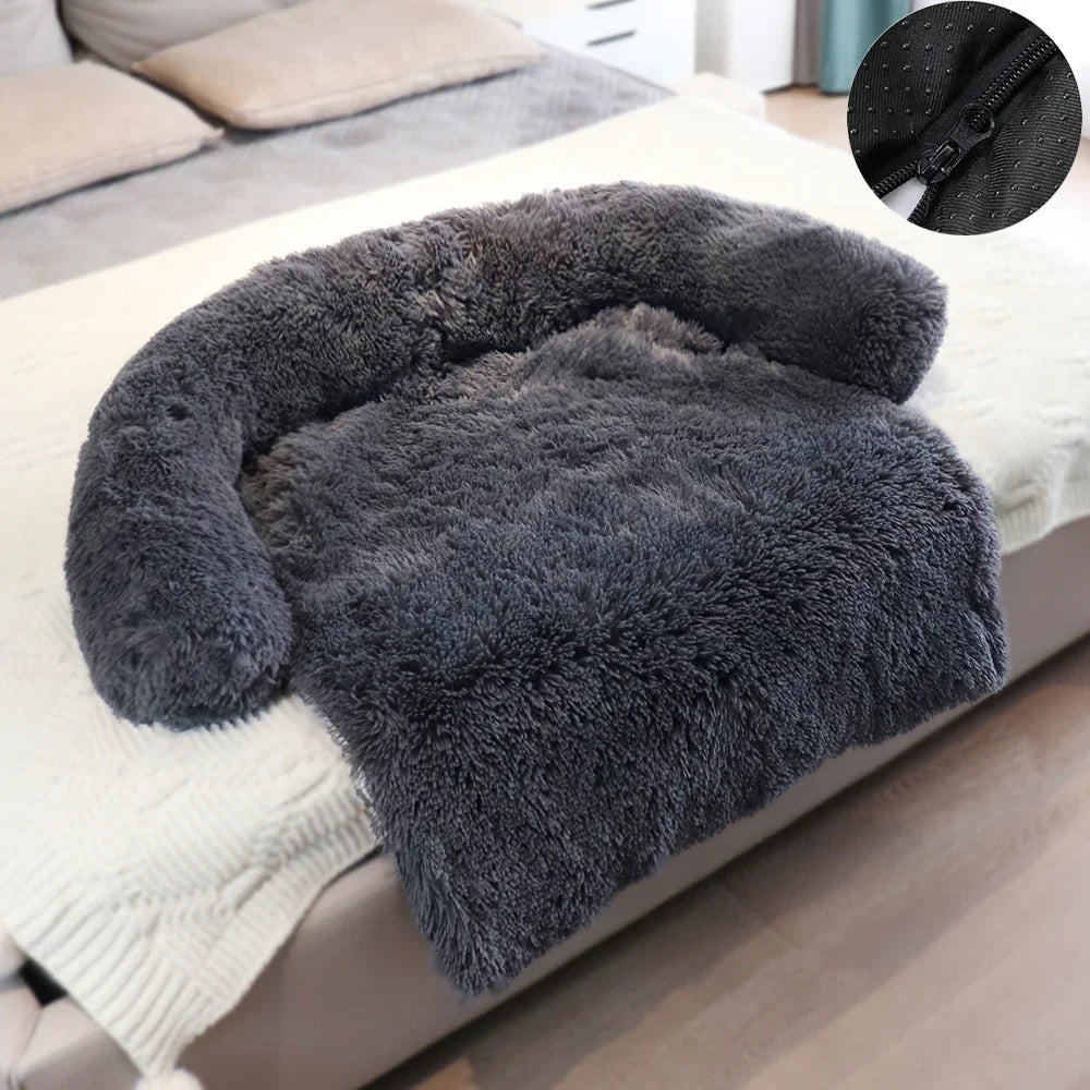 Plush Calming Dog Bolster Bed Furniture Protector 11