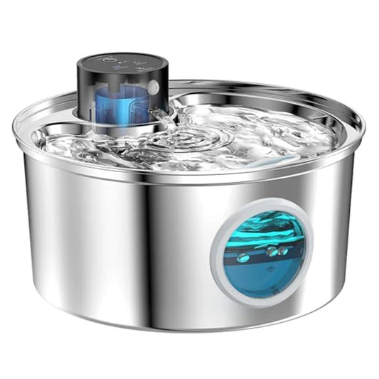 Quiet & Large Automatic Cat Water Dispenser with 3.2L Fountain | Stainless Steel & USB Rechargeable