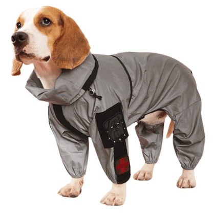 Reflective Full Body Dog Jacket with Adjustable Snood | Waterproof Dog Raincoat Jumpsuit