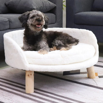 Elevated Round Plush Pet Bed Chair for Cats & Small Dogs 1