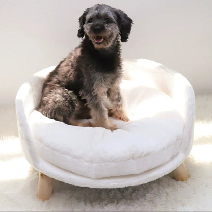 Elevated Round Plush Pet Bed Chair for Cats & Small Dogs 4