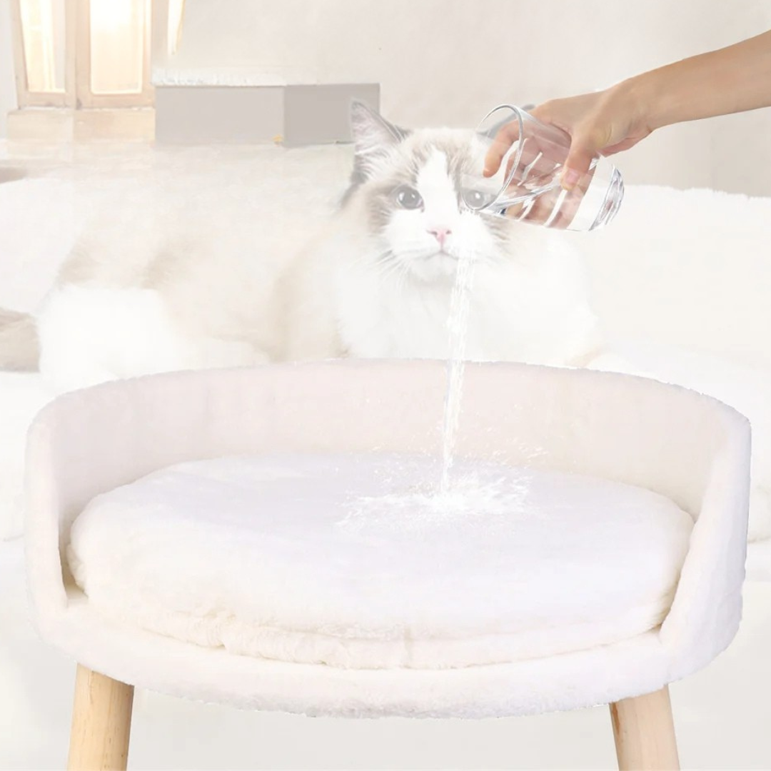 Elevated Round Plush Pet Bed Chair for Cats & Small Dogs 5