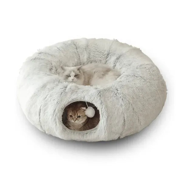 Fluffy Plush Cat Bed Tunnel 1
