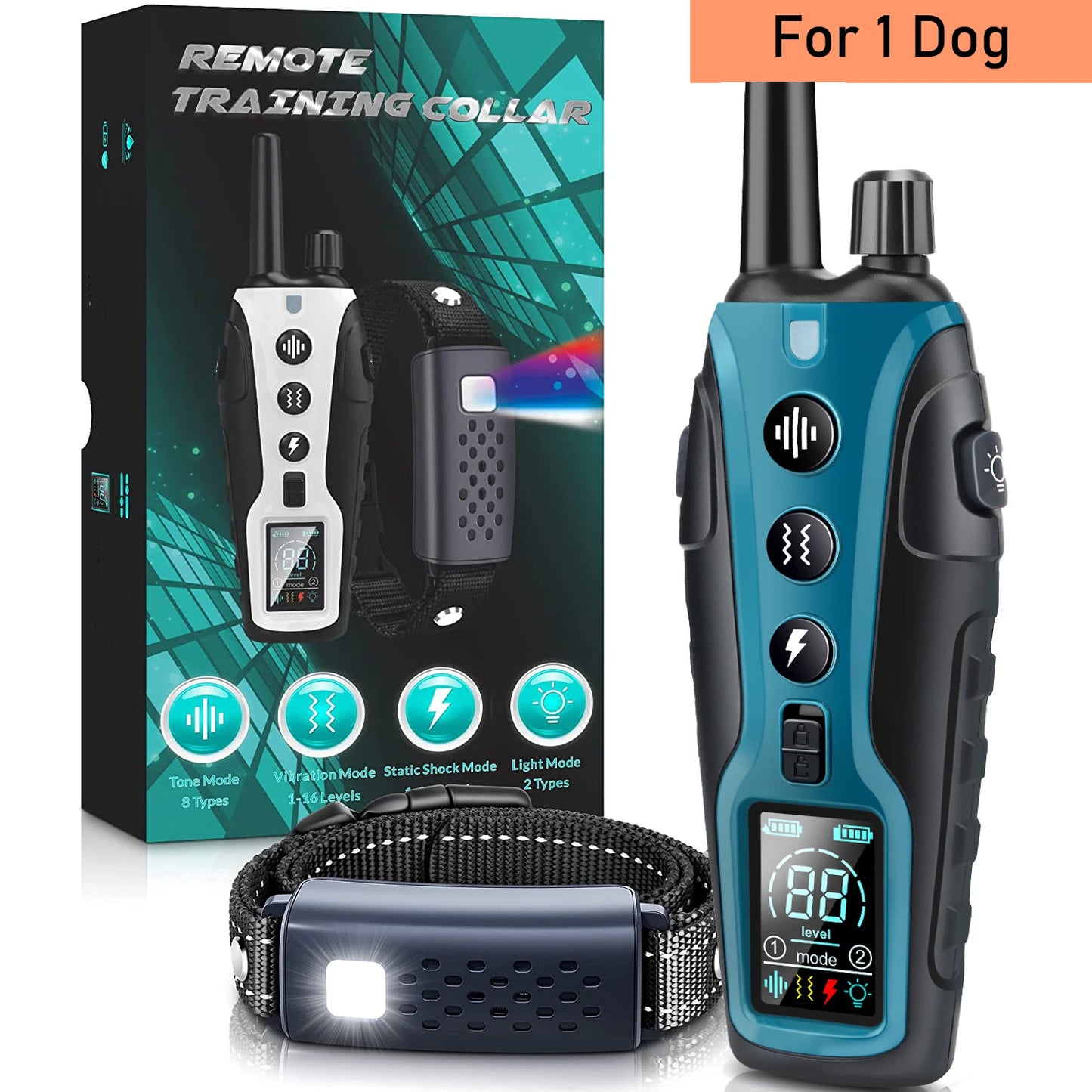 Night-Safe Flashlight Dog Training Collar & Remote Control up to 1000m