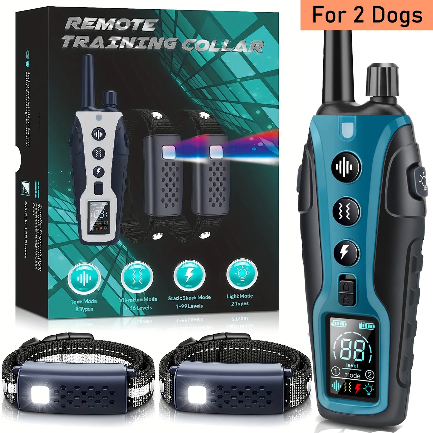 Night-Safe Flashlight Dog Training Collar & Remote Control up to 1000m