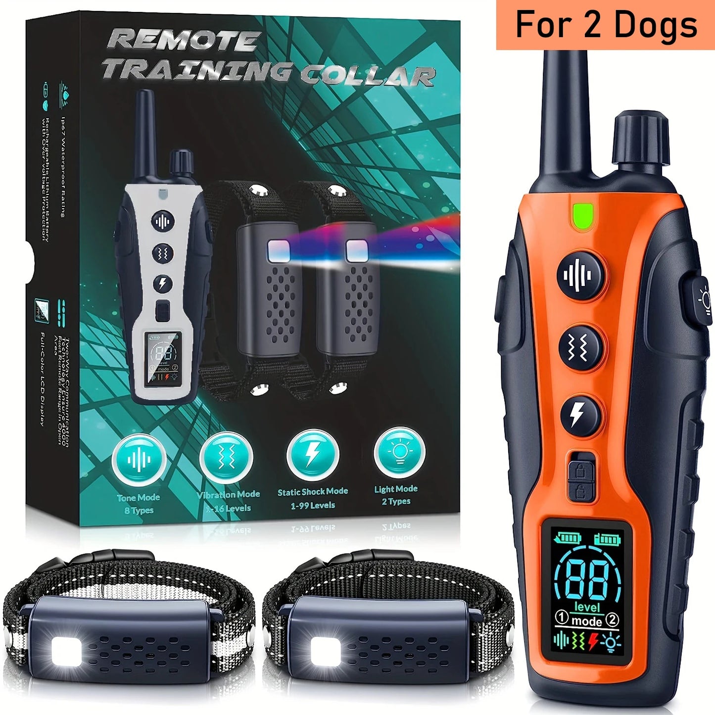 Night-Safe Flashlight Dog Training Collar & Remote Control up to 1000m