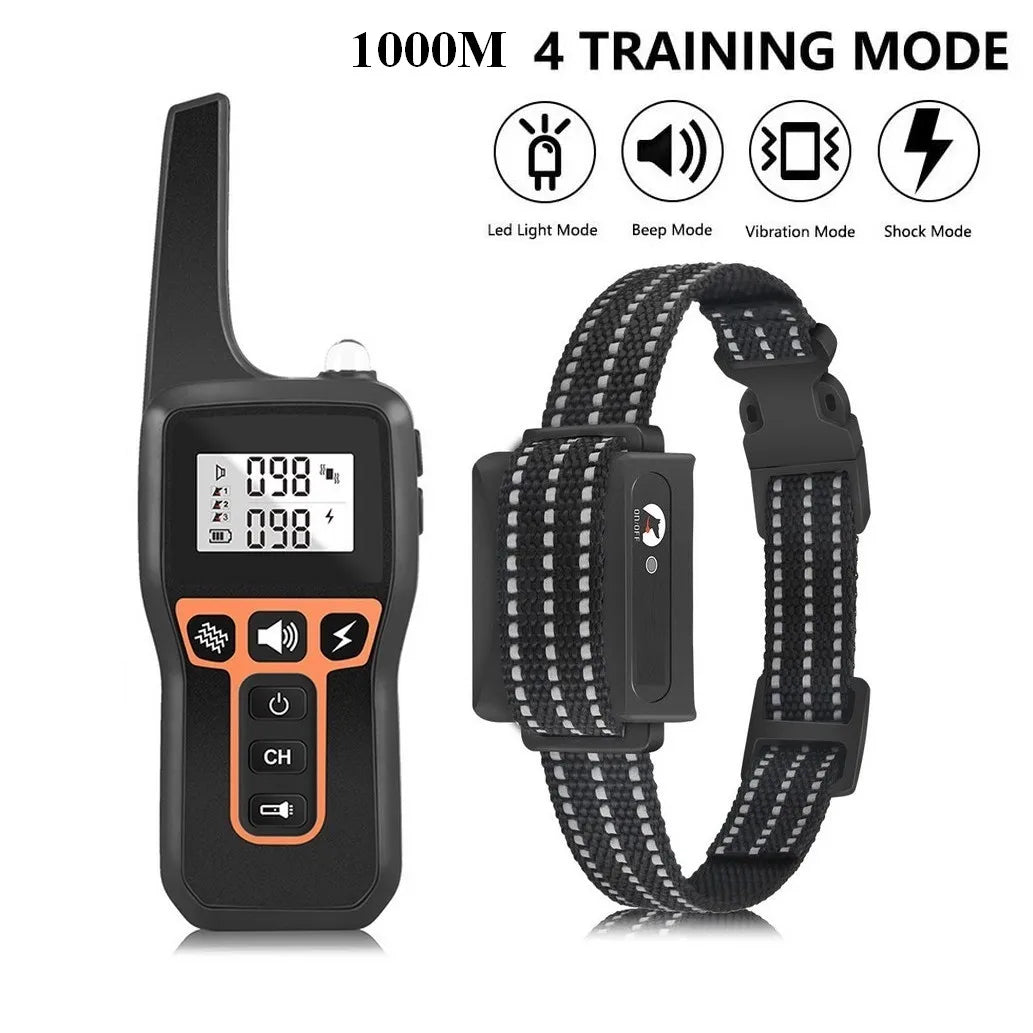 3-Mode 1000m Anti-Bark Dog Training Collar with Remote Control
