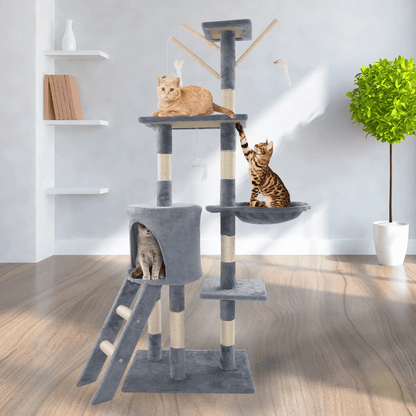 Fun Cat Climbing Tower with Plush Nest, Perches & Scratching Posts 2