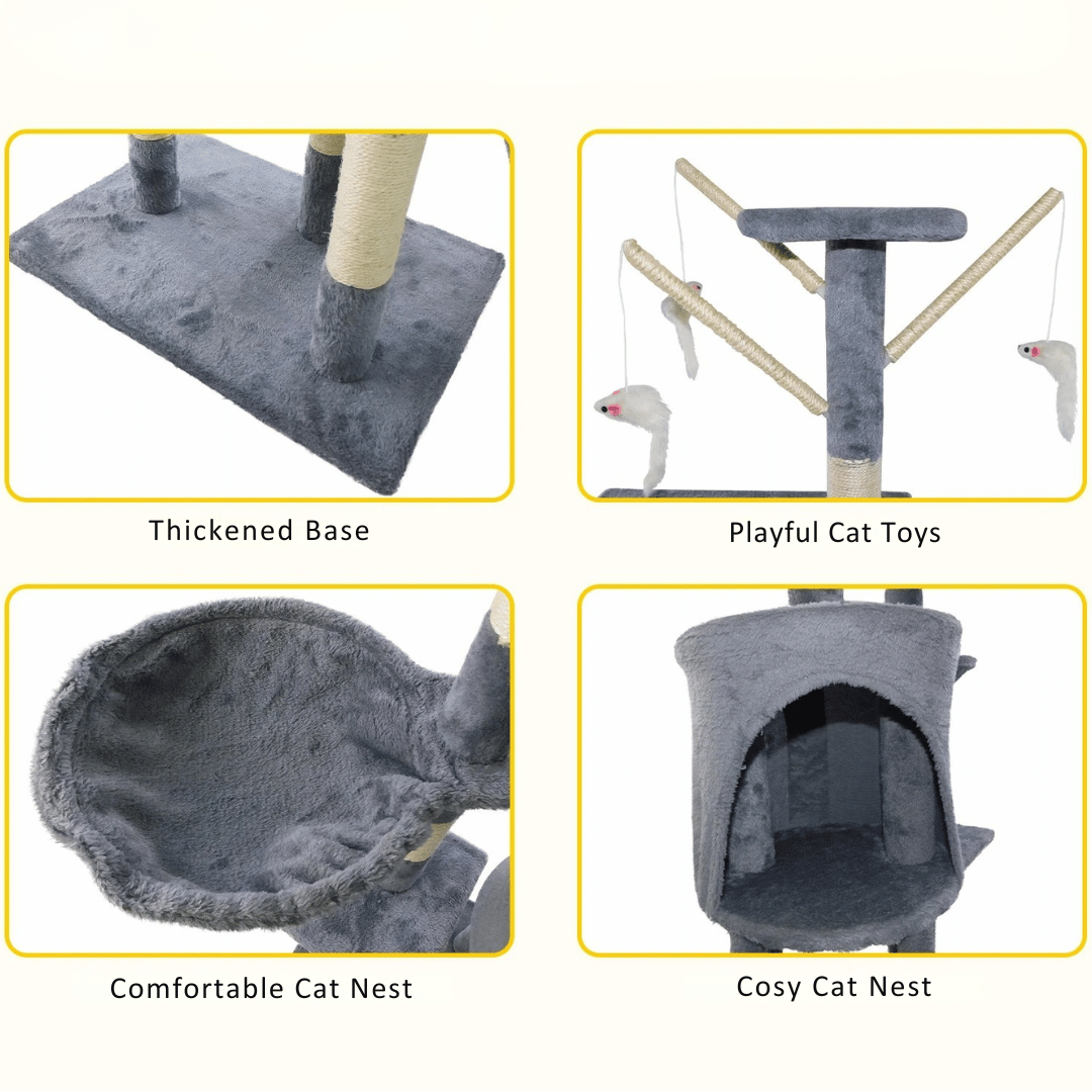 Fun Cat Climbing Tower with Plush Nest, Perches & Scratching Posts 4