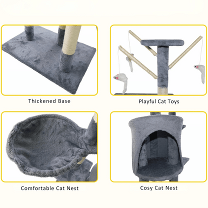 Fun Cat Climbing Tower with Plush Nest, Perches & Scratching Posts 4