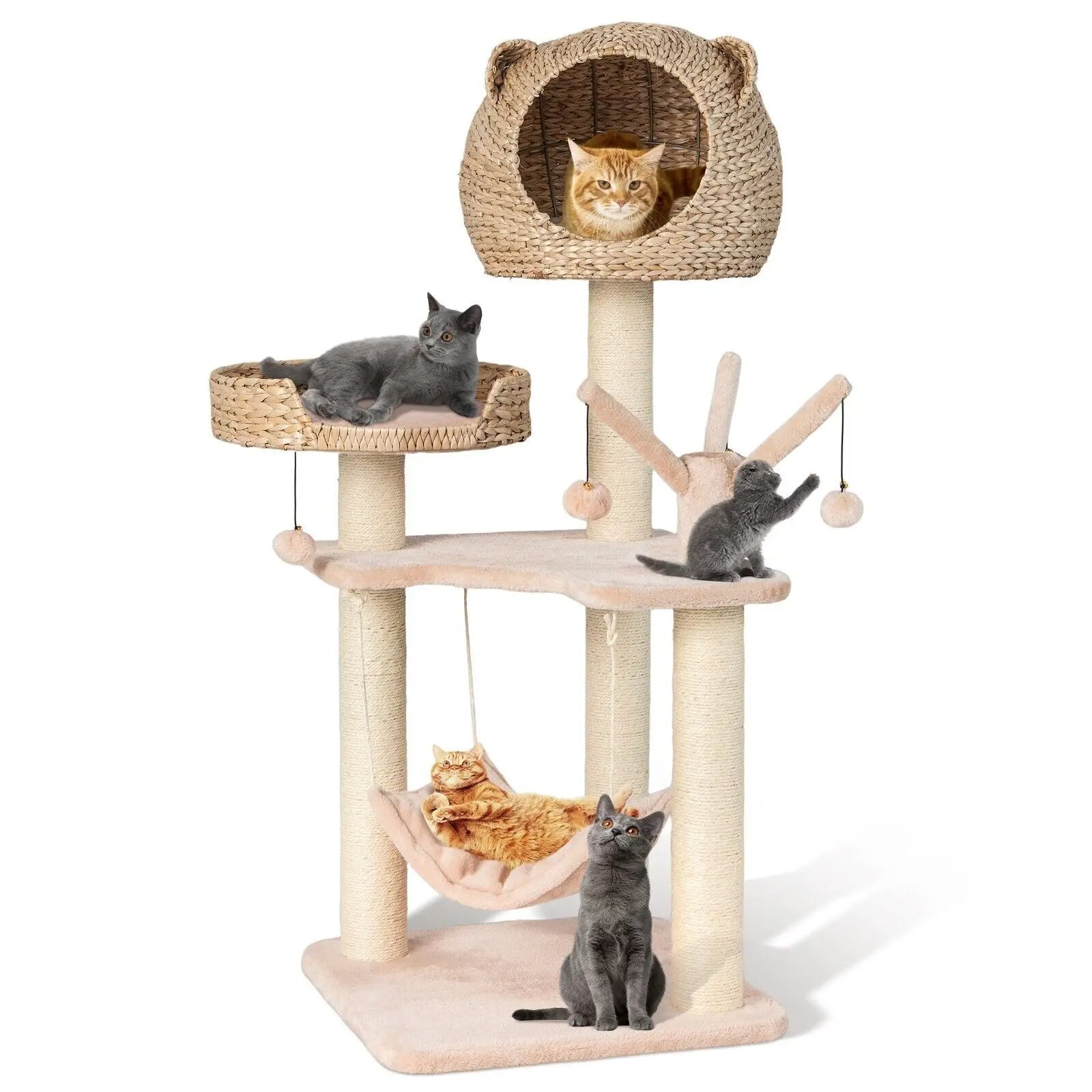 Fun Cat Tree Tower with Perch, Nest & Hammock 2